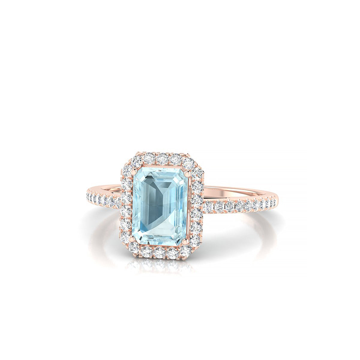 Sunrise | 18k Rose Gold 7 x 5 mm Emerald Aquamarine Ring