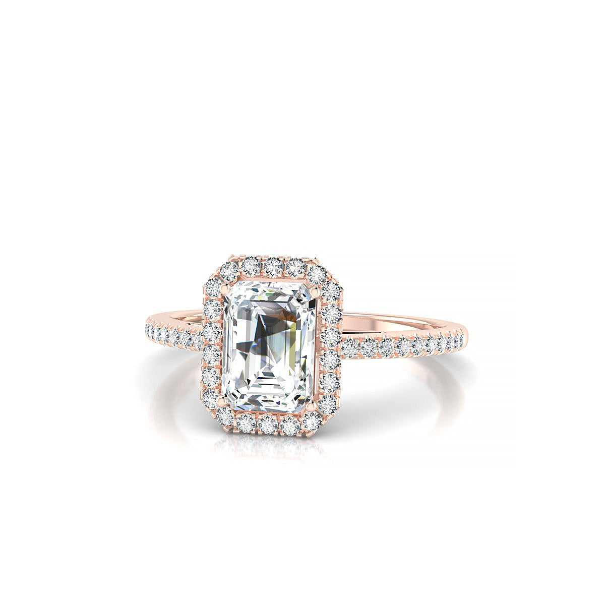 Sunrise | 18k Rose Gold 7 x 5 mm Emerald Diamond Ring