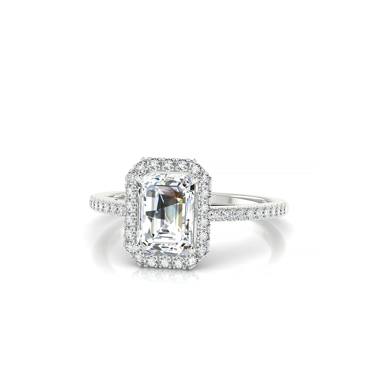 Sunrise | 18k White Gold 7 x 5 mm Emerald Diamond Ring