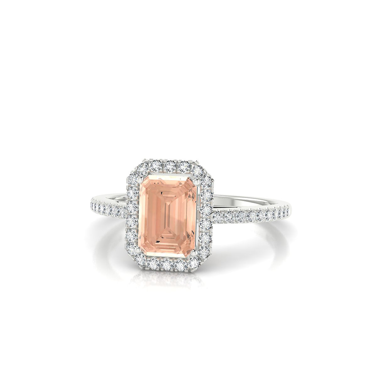 Sunrise | 18k White Gold 7 x 5 mm Emerald Morganite Ring