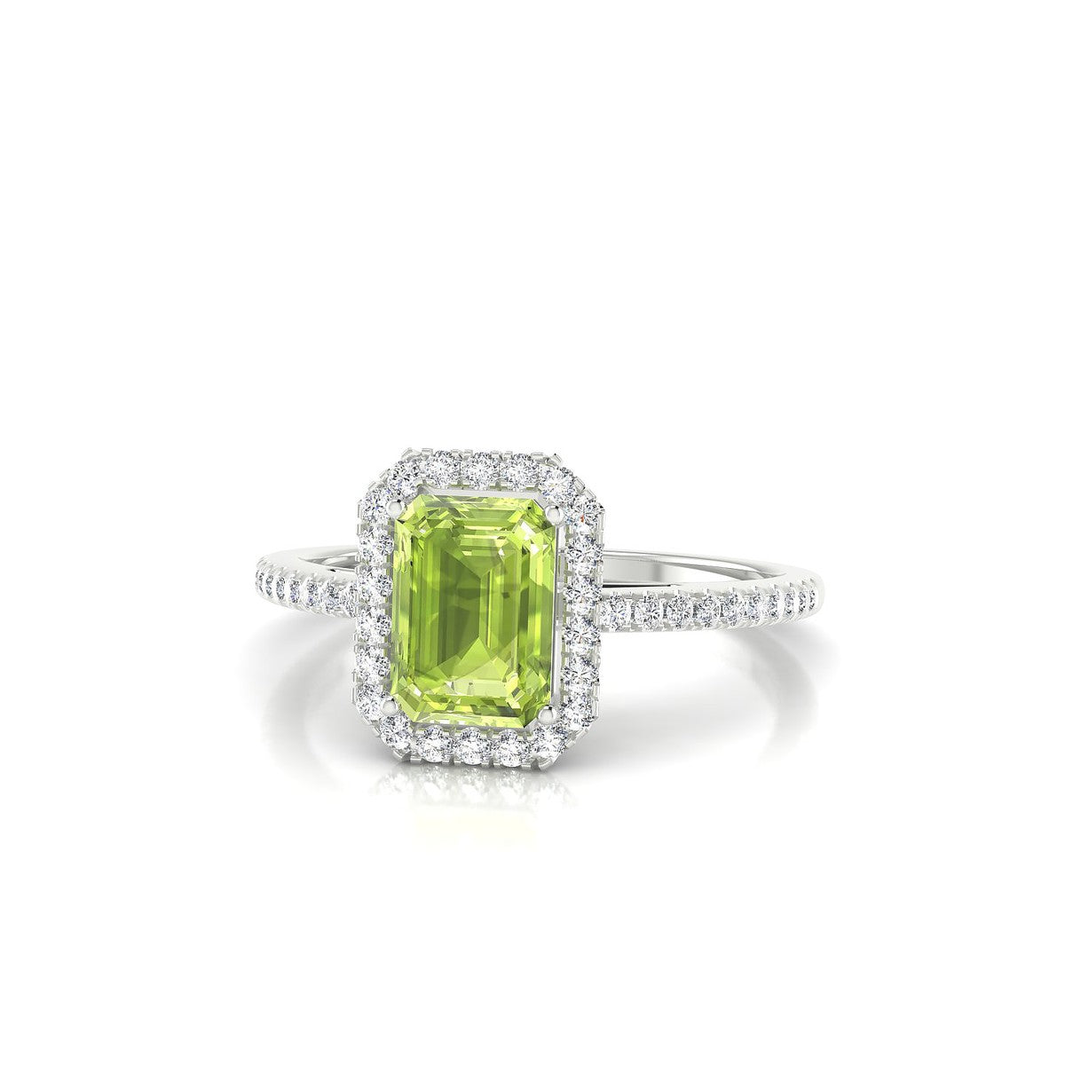 Sunrise | 18k White Gold 7 x 5 mm Emerald Peridot Ring