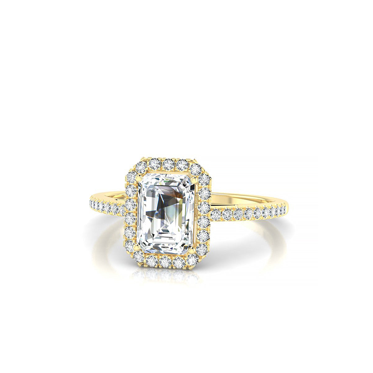 Sunrise | 18k Yellow Gold 7 x 5 mm Emerald Diamond Ring