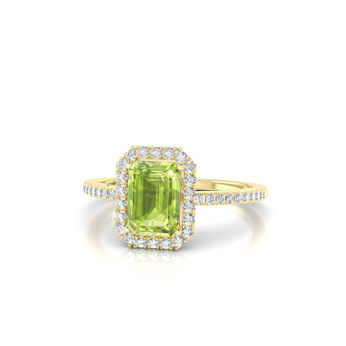 Sunrise | 18k Yellow Gold 7 x 5 mm Emerald Peridot Ring