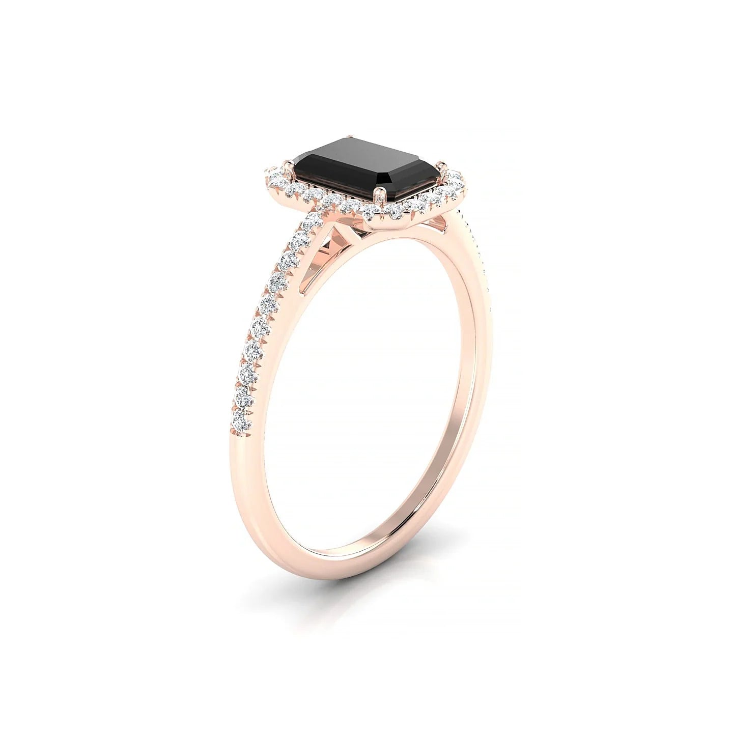 Sunrise | 18k Rose Gold 7 x 5 mm Emerald Black Diamond Ring
