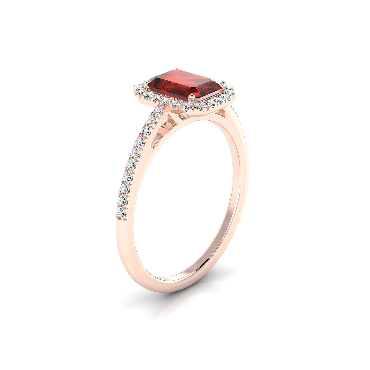 Sunrise | 18k Rose Gold 7 x 5 mm Emerald Garnet Ring