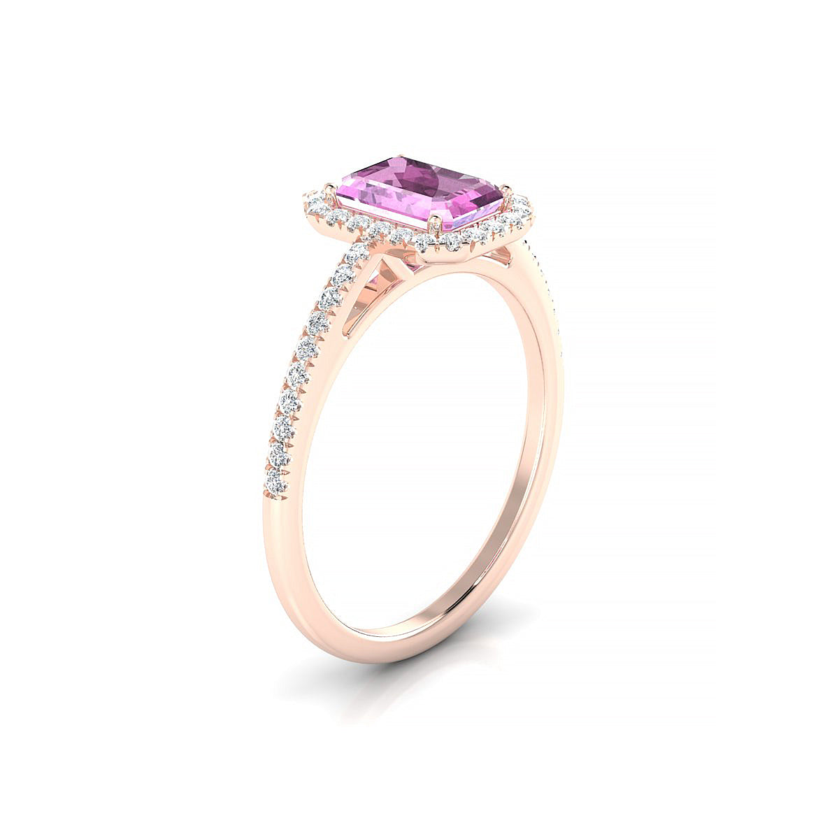 Sunrise | 18k Rose Gold 7 x 5 mm Emerald Pink Sapphire Ring