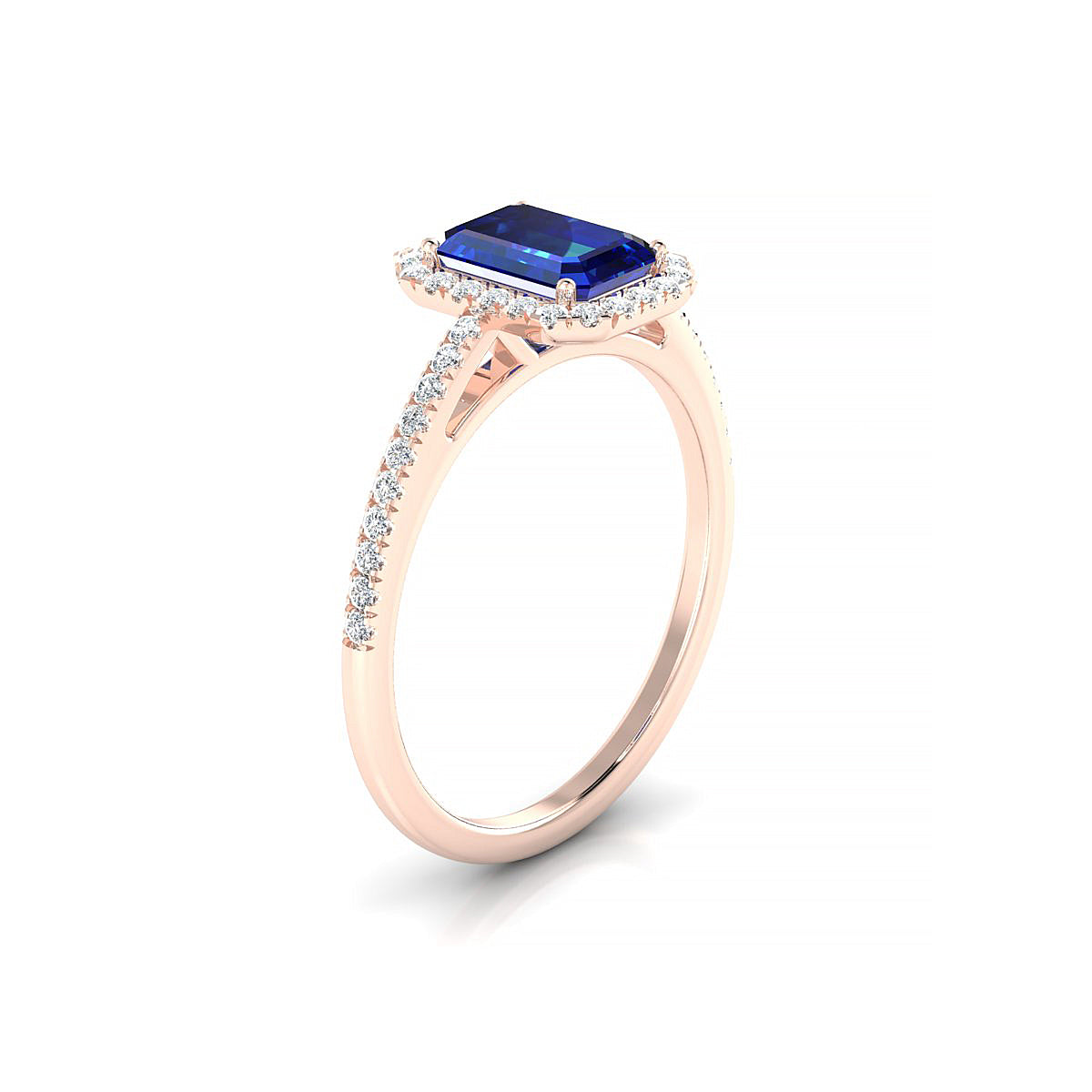 Sunrise | 18k Rose Gold 7 x 5 mm Emerald Sapphire Ring