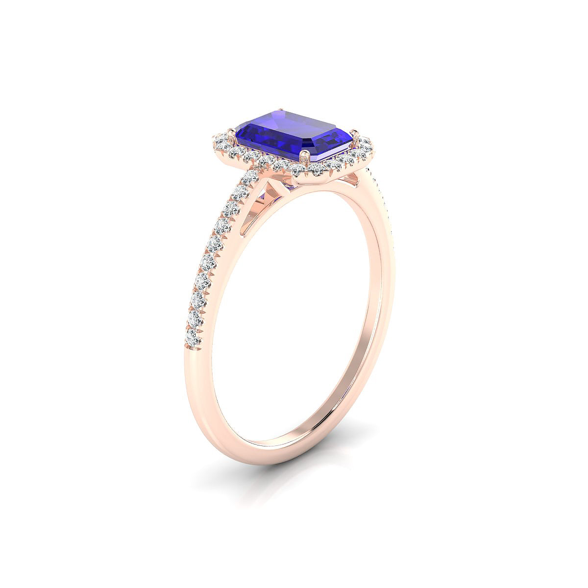 Sunrise | 18k Rose Gold 7 x 5 mm Emerald Tanzanite Ring