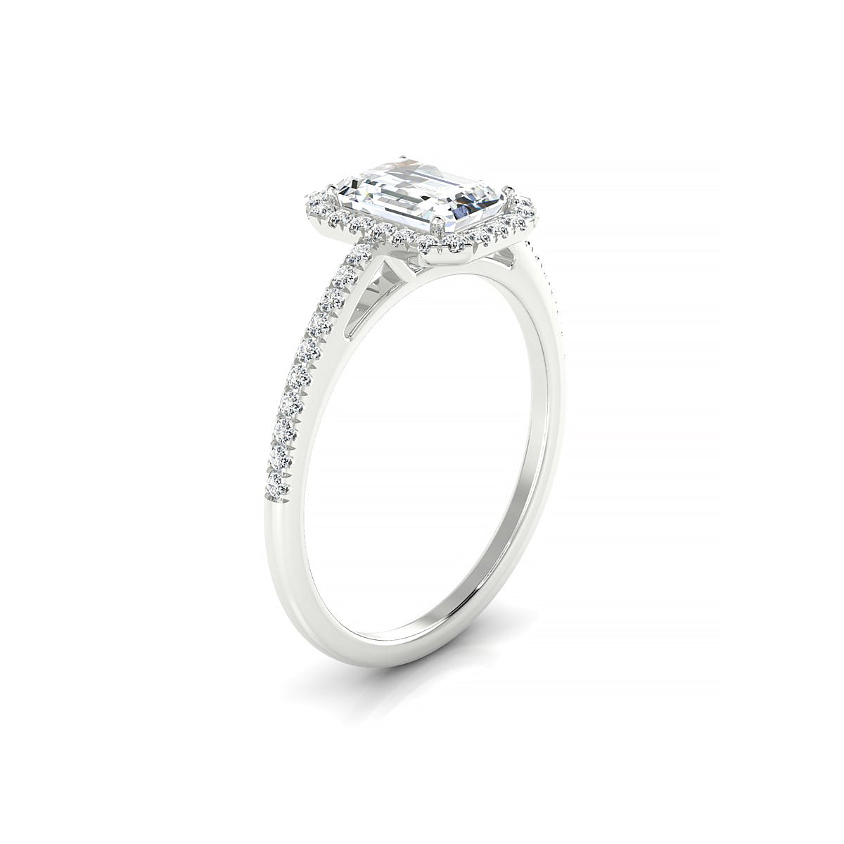 Sunrise | 18k White Gold 7 x 5 mm Emerald Diamond Ring