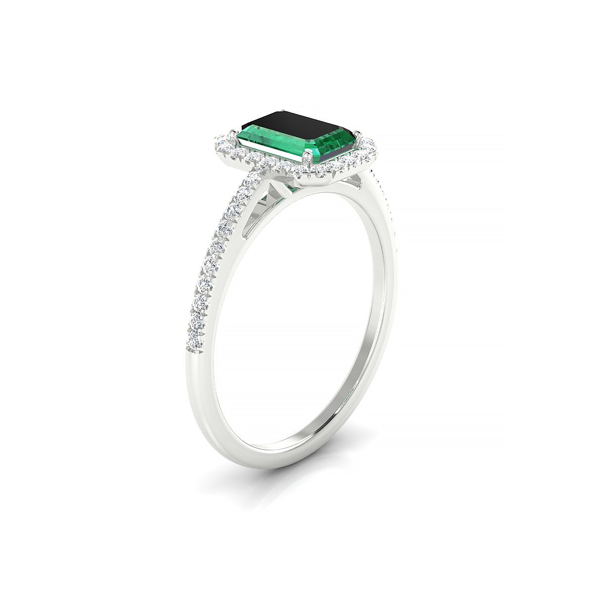 Sunrise | 18k White Gold 7 x 5 mm Emerald Emerald Ring