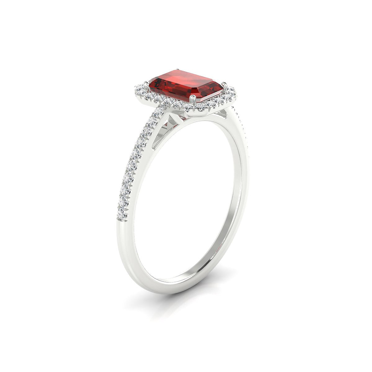 Sunrise | 18k White Gold 7 x 5 mm Emerald Garnet Ring