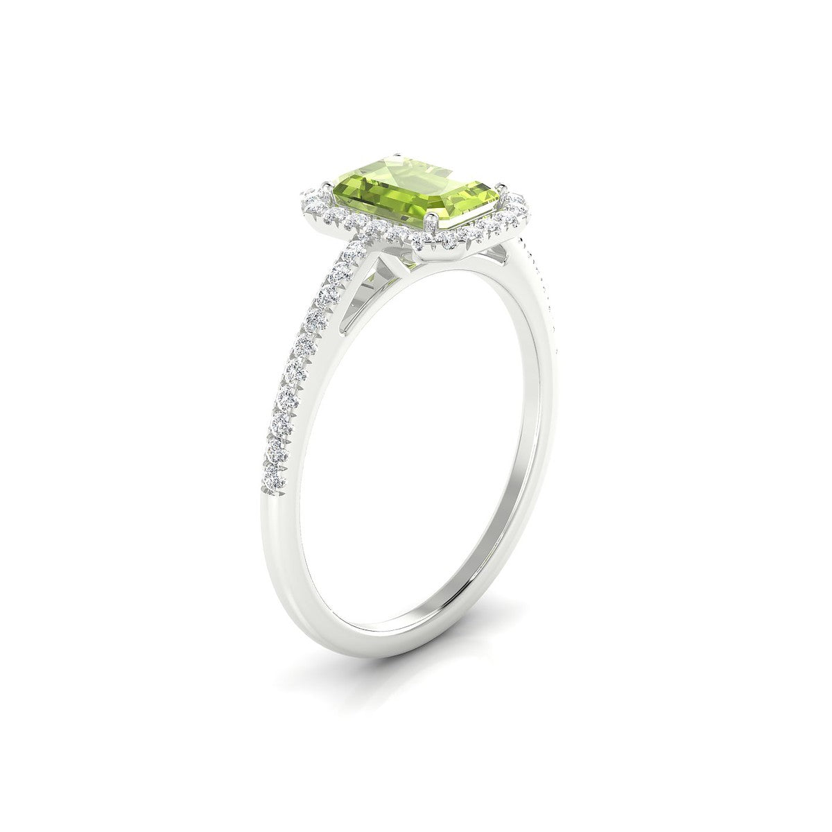Sunrise | 18k White Gold 7 x 5 mm Emerald Peridot Ring