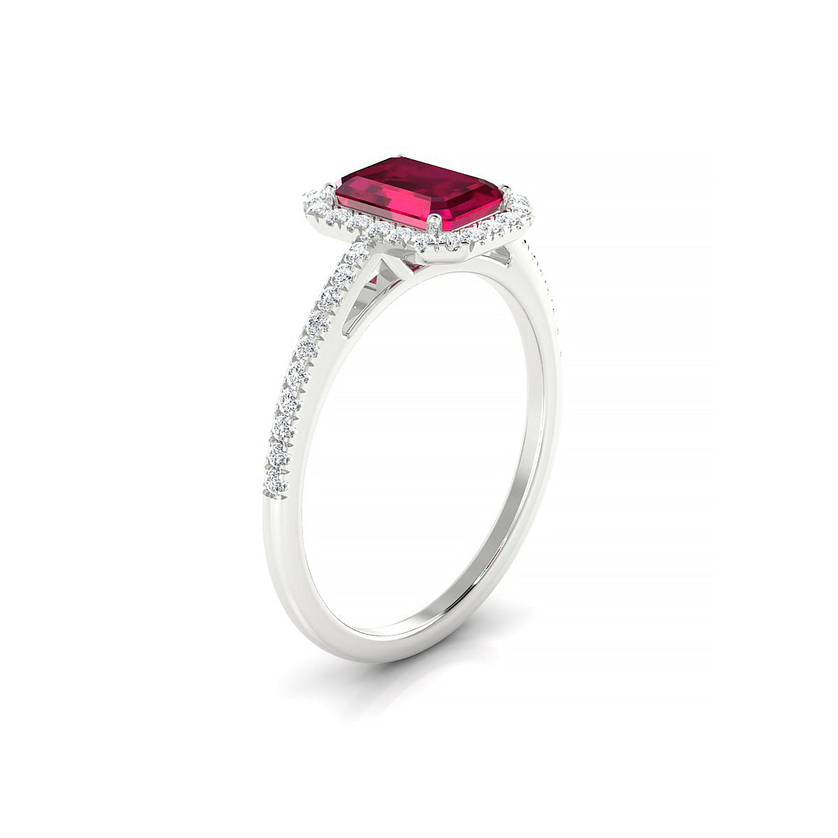 Sunrise | 18k White Gold 7 x 5 mm Emerald Ruby Ring