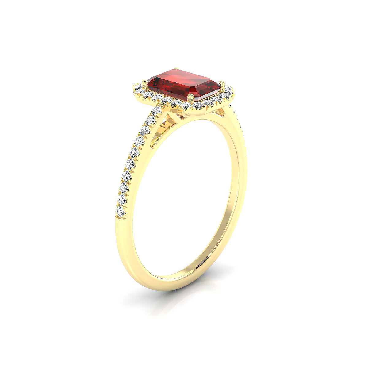 Sunrise | 18k Yellow Gold 7 x 5 mm Emerald Garnet Ring