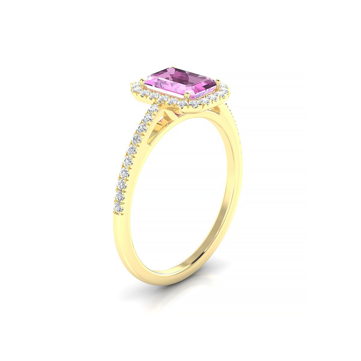 Sunrise | 18k Yellow Gold 7 x 5 mm Emerald Pink Sapphire Ring