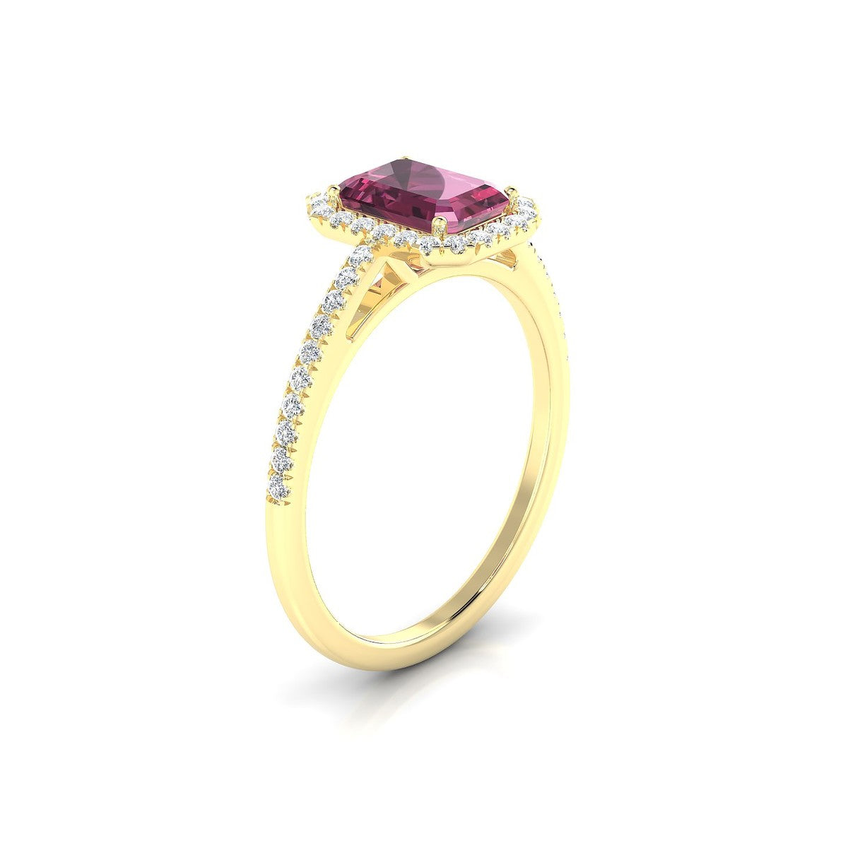 Sunrise | 18k Yellow Gold 7 x 5 mm Emerald Rhodolite Ring