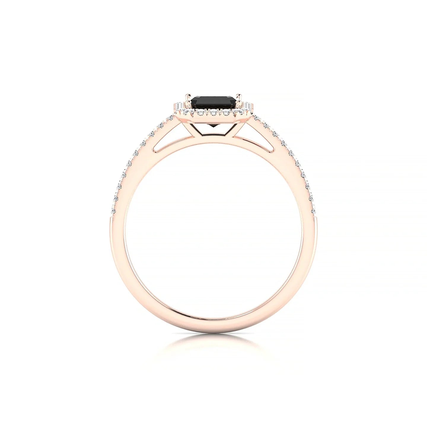 Sunrise | 18k Rose Gold 7 x 5 mm Emerald Black Diamond Ring