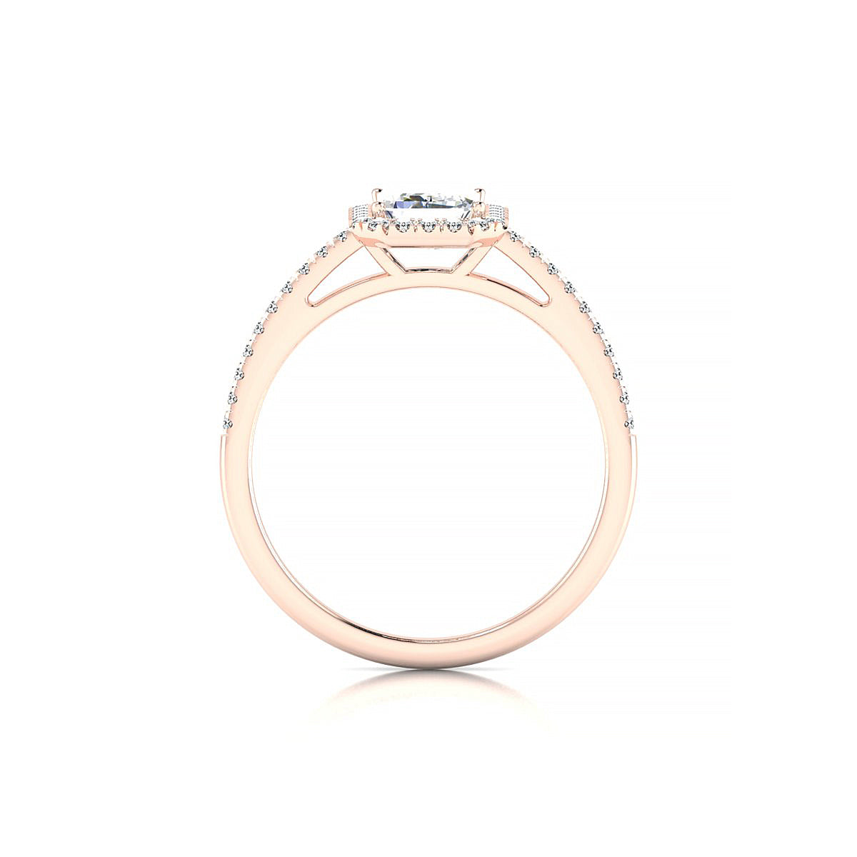 Sunrise | 18k Rose Gold 7 x 5 mm Emerald Diamond Ring