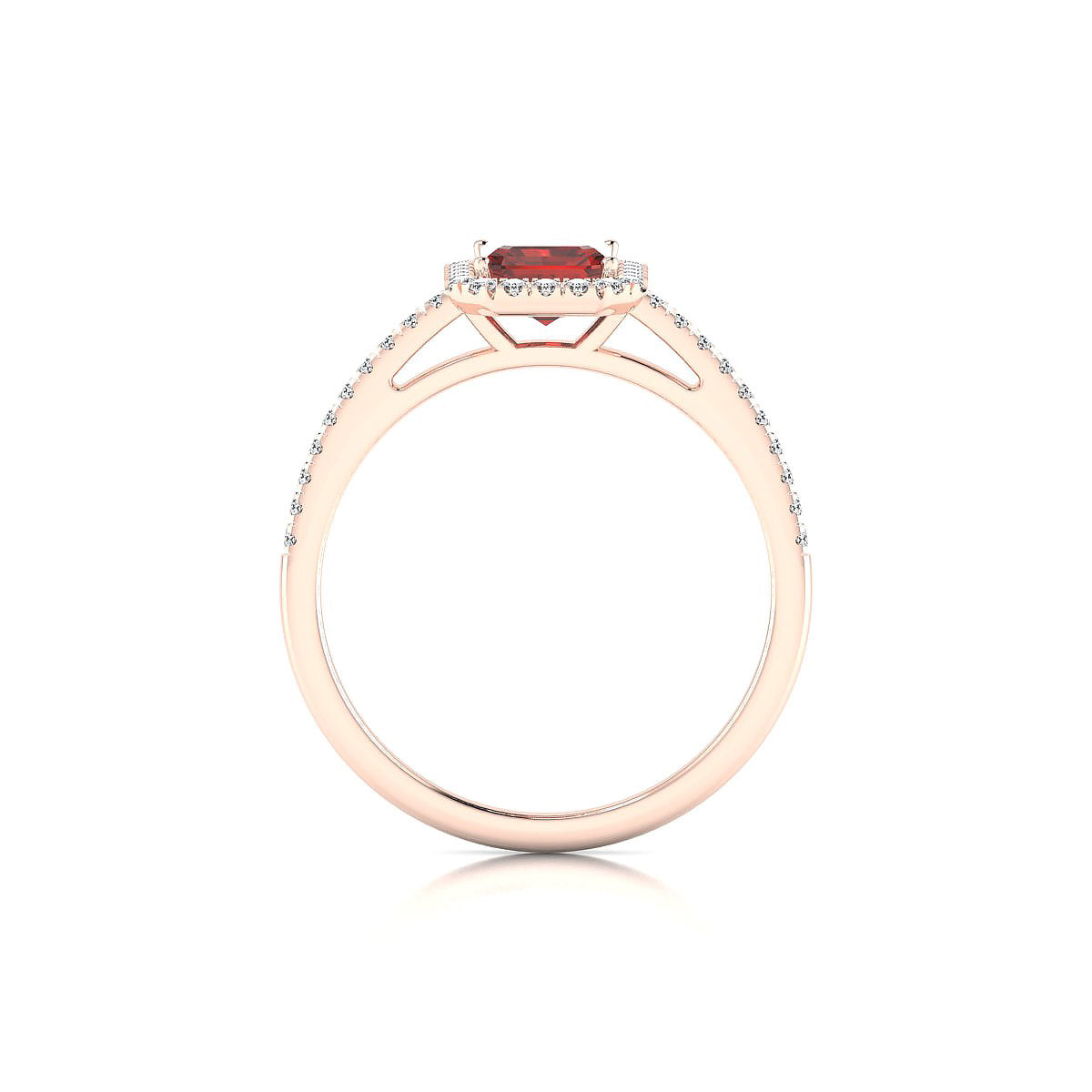 Sunrise | 18k Rose Gold 7 x 5 mm Emerald Garnet Ring