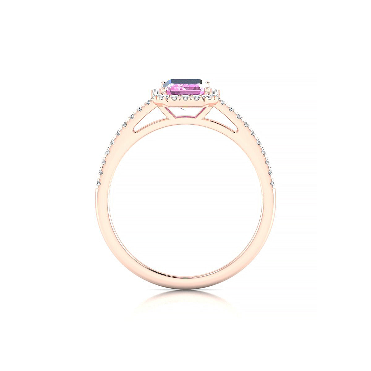 Sunrise | 18k Rose Gold 7 x 5 mm Emerald Pink Sapphire Ring