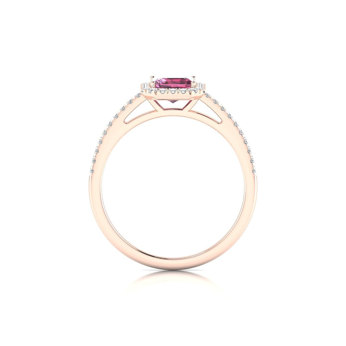 Sunrise | 18k Rose Gold 7 x 5 mm Emerald Rhodolite Ring