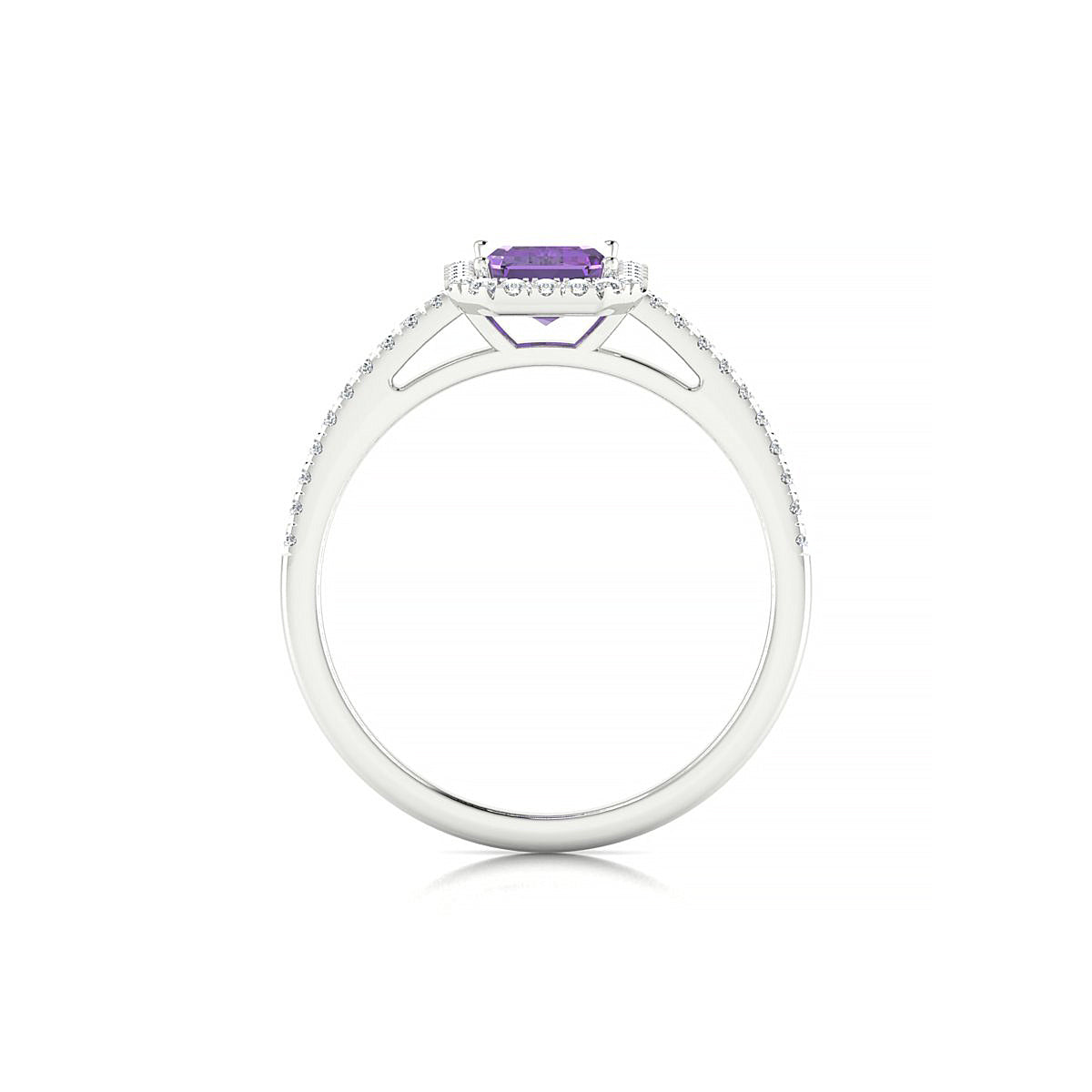 Sunrise | 18k White Gold 7 x 5 mm Emerald Amethyst Ring