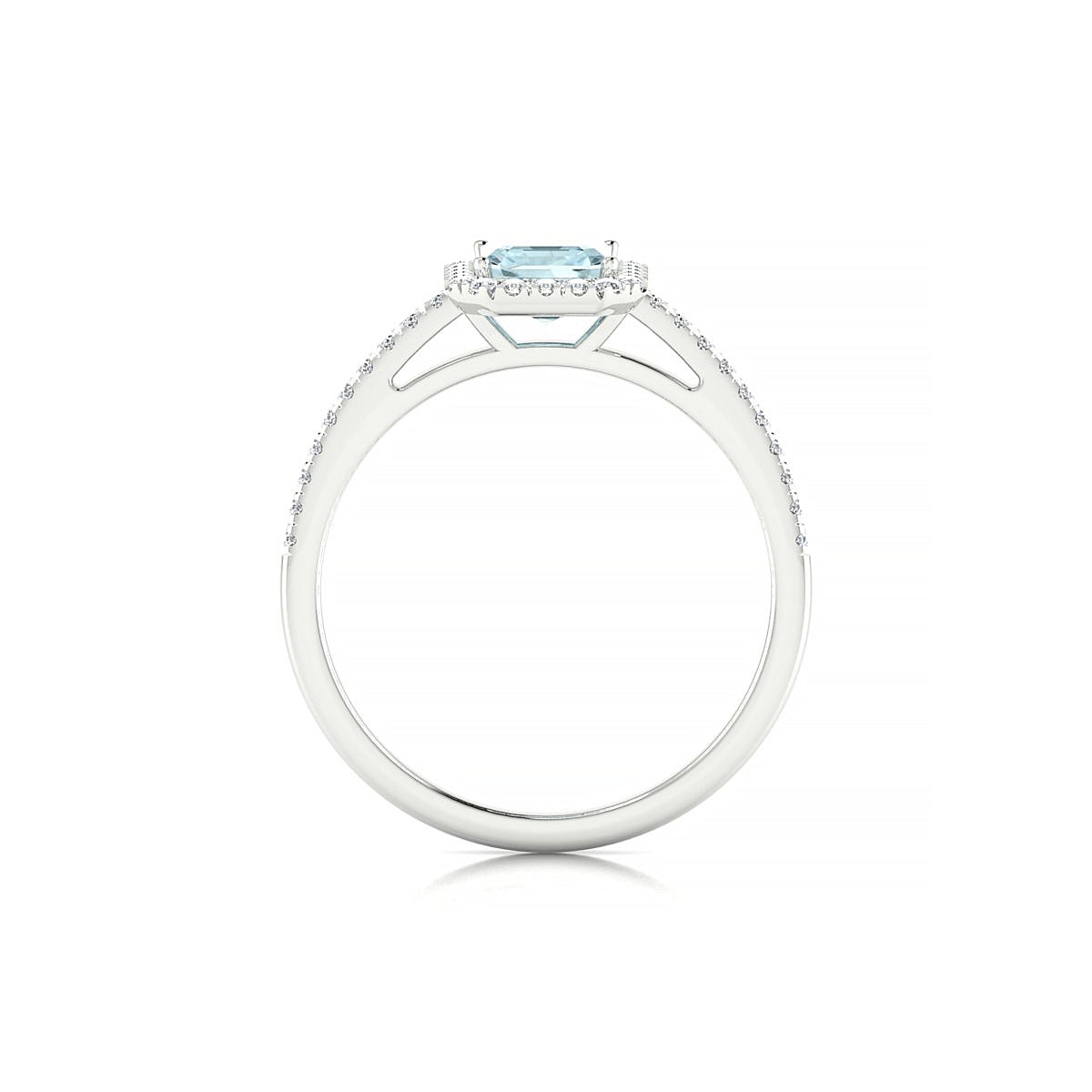 Sunrise | 18k White Gold 7 x 5 mm Emerald Aquamarine Ring