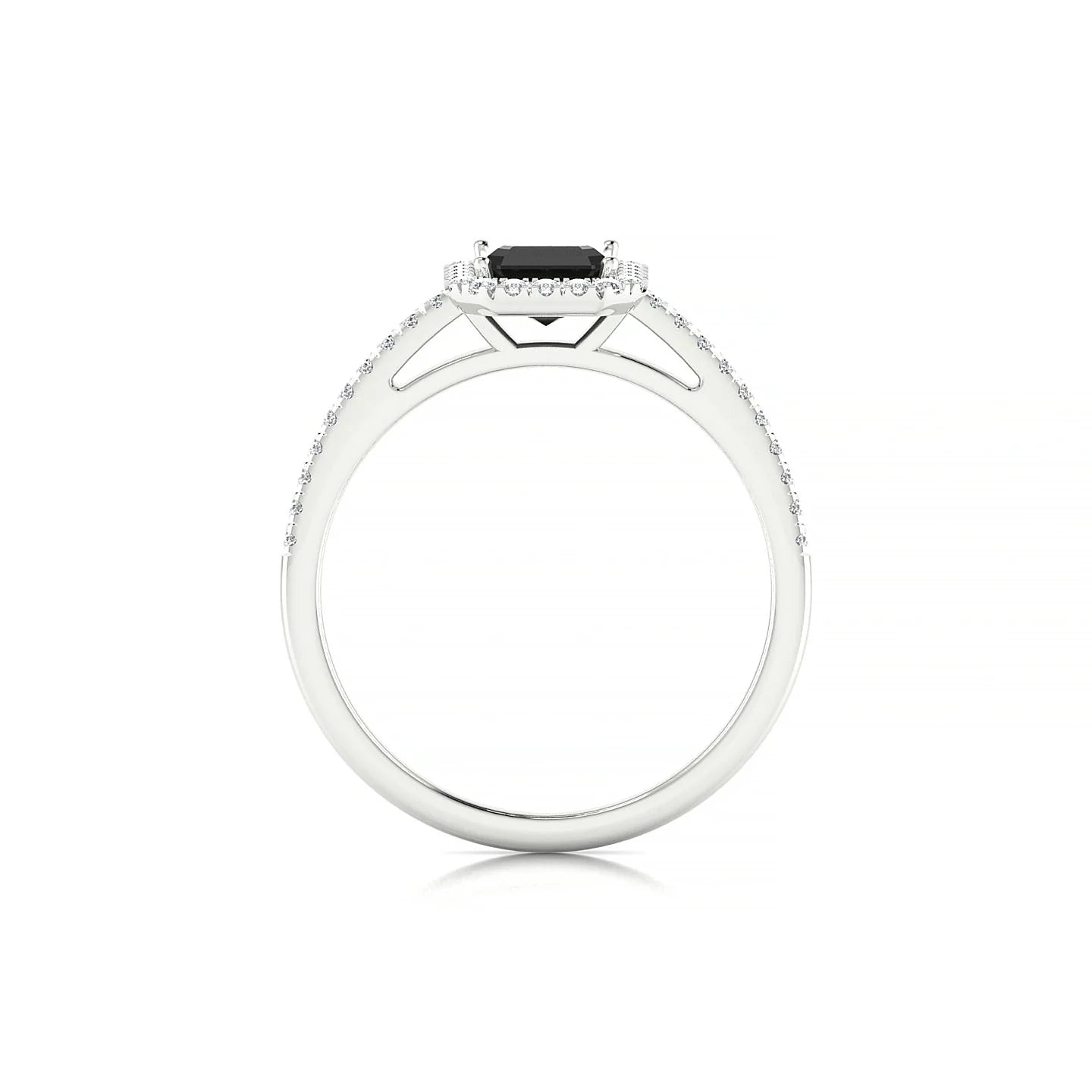 Sunrise | 18k White Gold 7 x 5 mm Emerald Black Diamond Ring