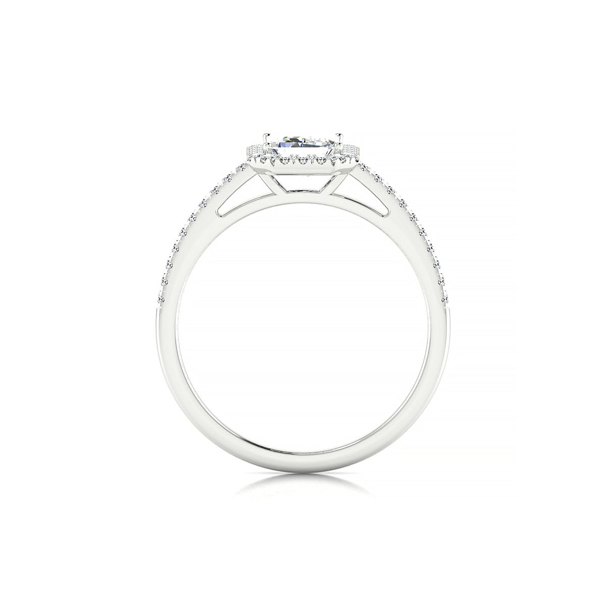 Sunrise | 18k White Gold 7 x 5 mm Emerald Diamond Ring