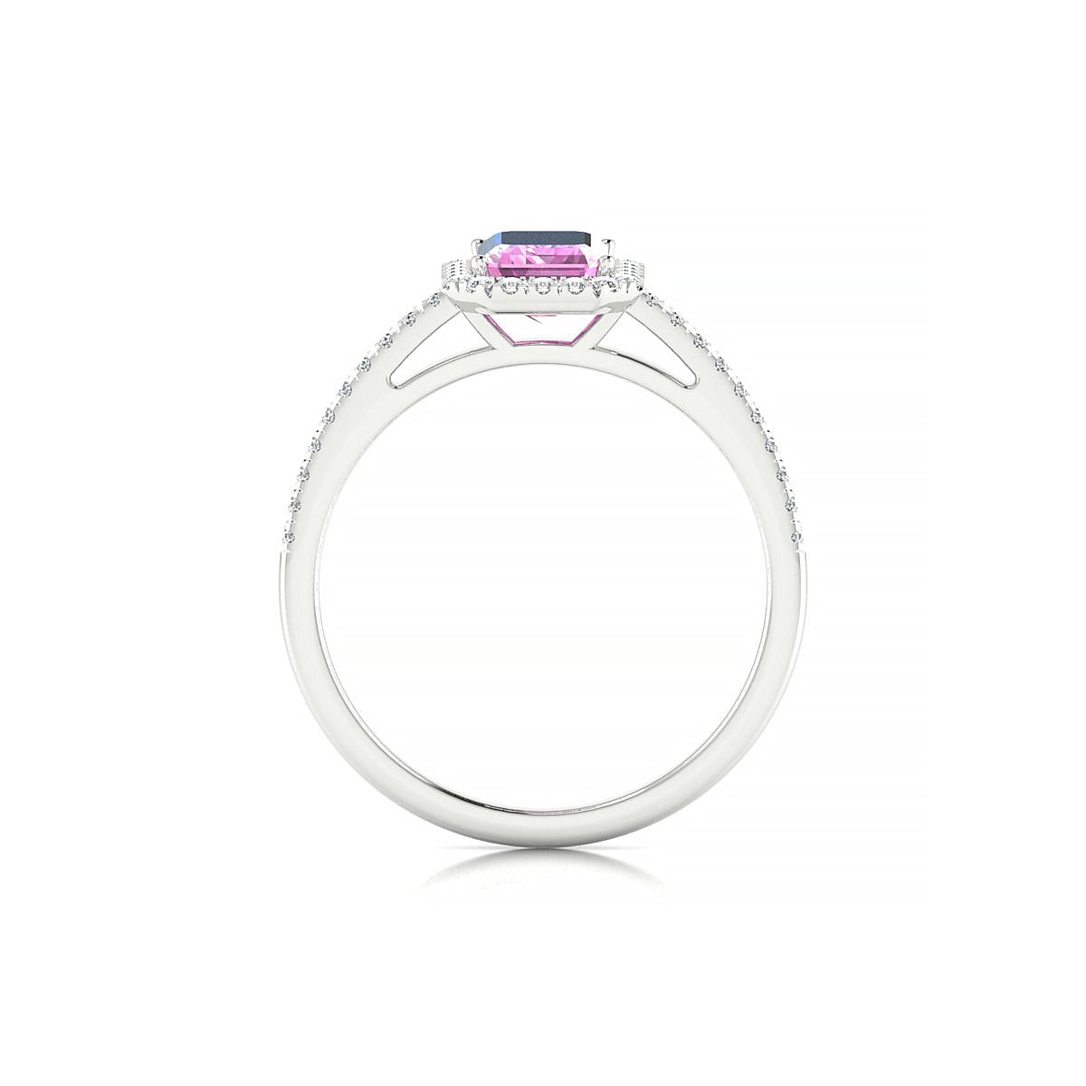 Sunrise | 18k White Gold 7 x 5 mm Emerald Pink Sapphire Ring