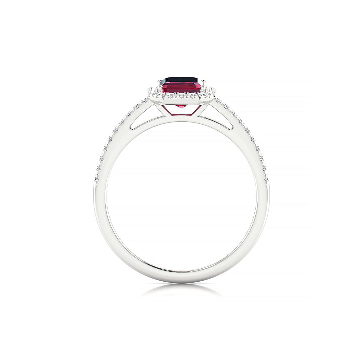 Sunrise | 18k White Gold 7 x 5 mm Emerald Ruby Ring