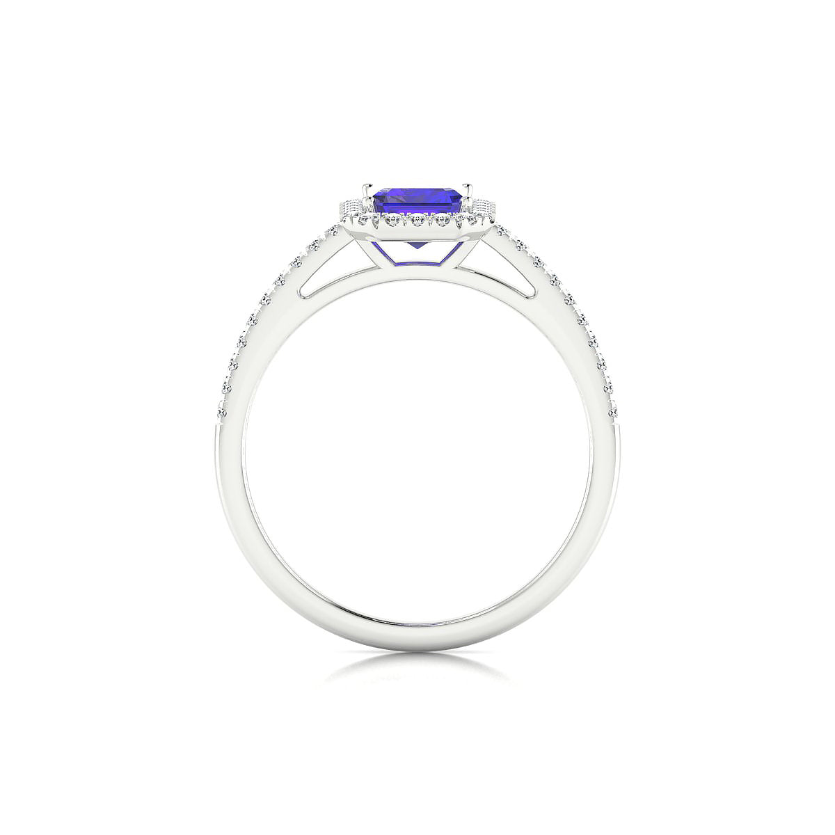 Sunrise | 18k White Gold 7 x 5 mm Emerald Tanzanite Ring