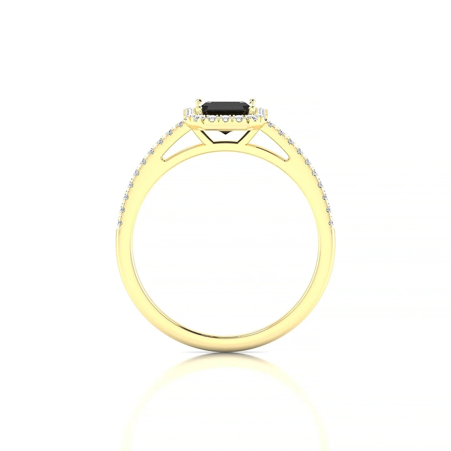 Sunrise | 18k Yellow Gold 7 x 5 mm Emerald Black Diamond Ring