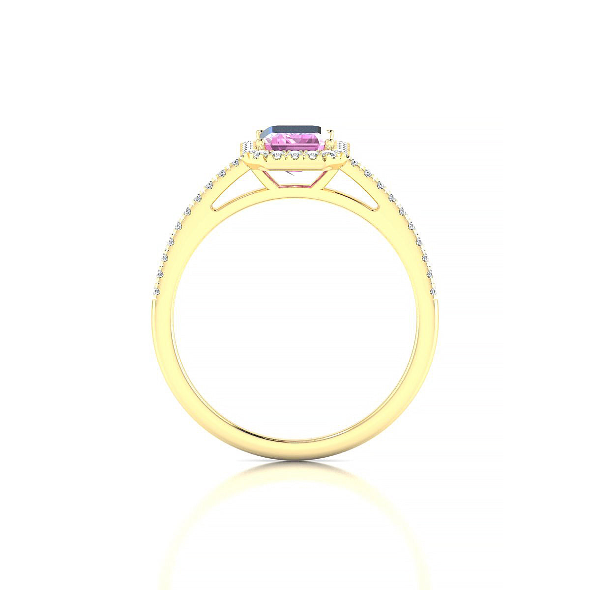 Sunrise | 18k Yellow Gold 7 x 5 mm Emerald Pink Sapphire Ring