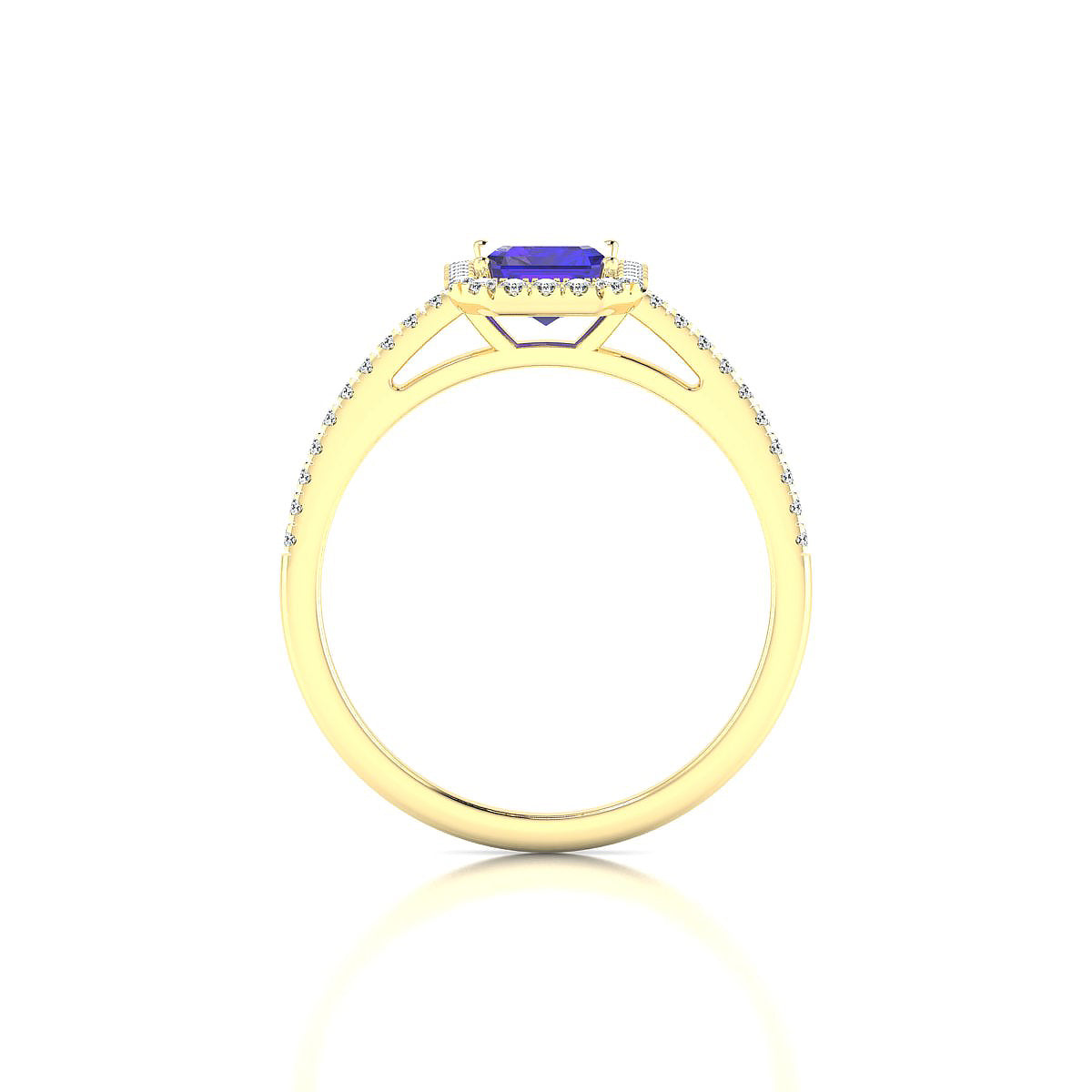 Sunrise | 18k Yellow Gold 7 x 5 mm Emerald Tanzanite Ring