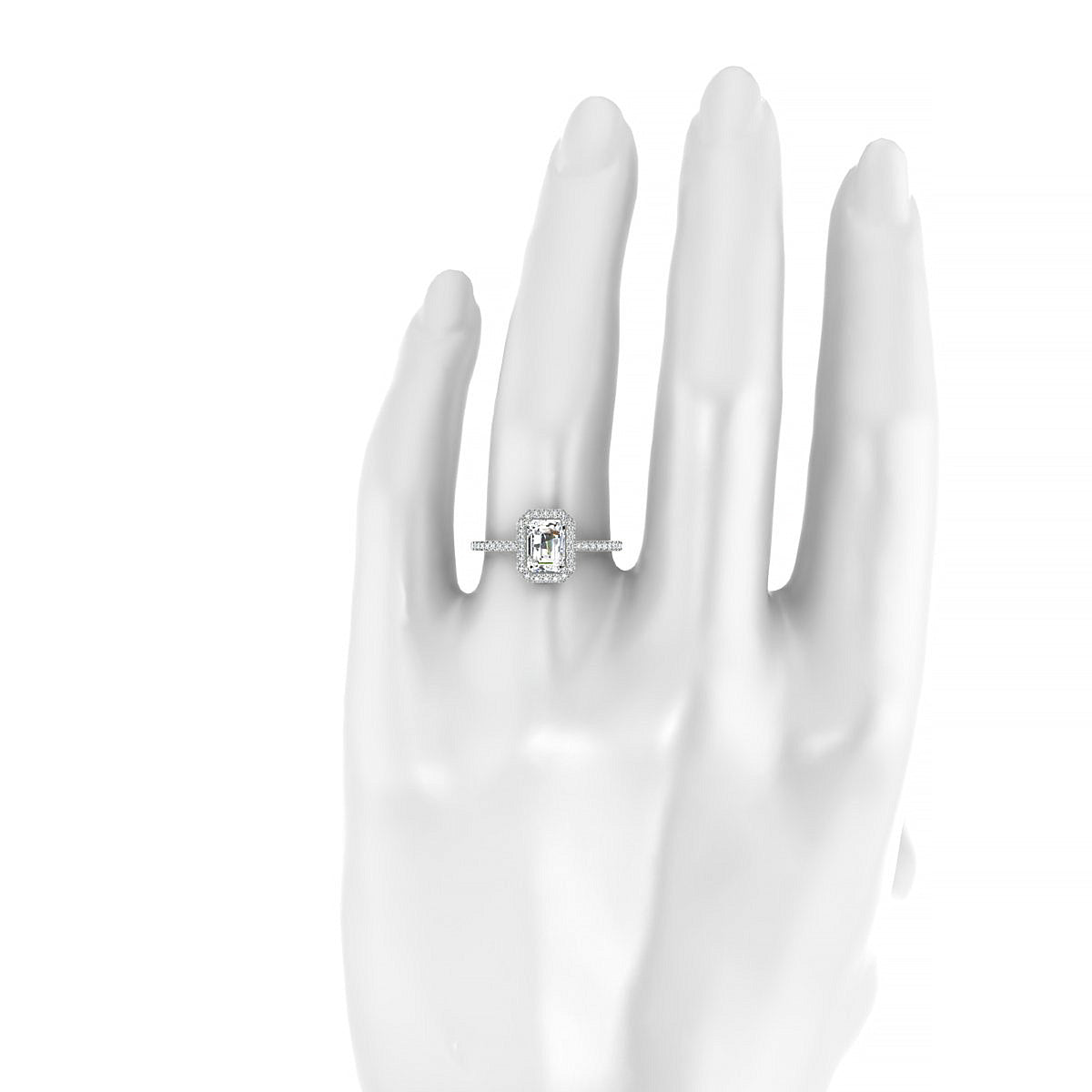 Sunrise | 18k White Gold 7 x 5 mm Emerald Diamond Ring