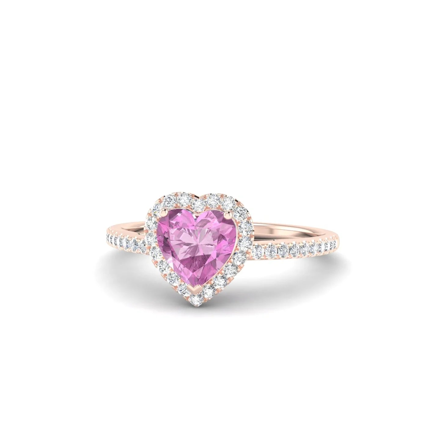 Sunrise | 18k Rose Gold 5.5 mm Heart Pink Sapphire Ring