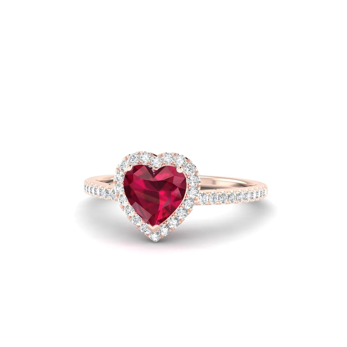 Sunrise | 18k Rose Gold 5.5 mm Heart Ruby Ring