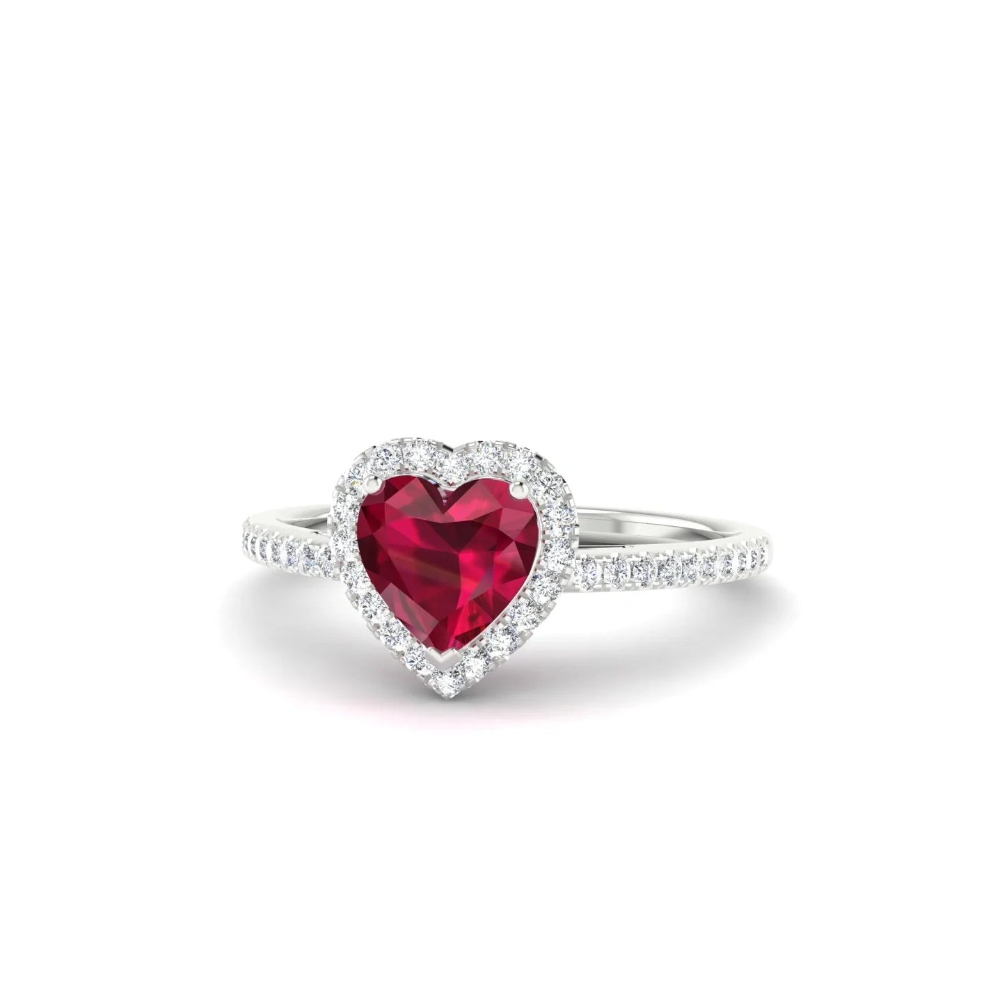 Sunrise | 18k White Gold 5.5 mm Heart Ruby Ring