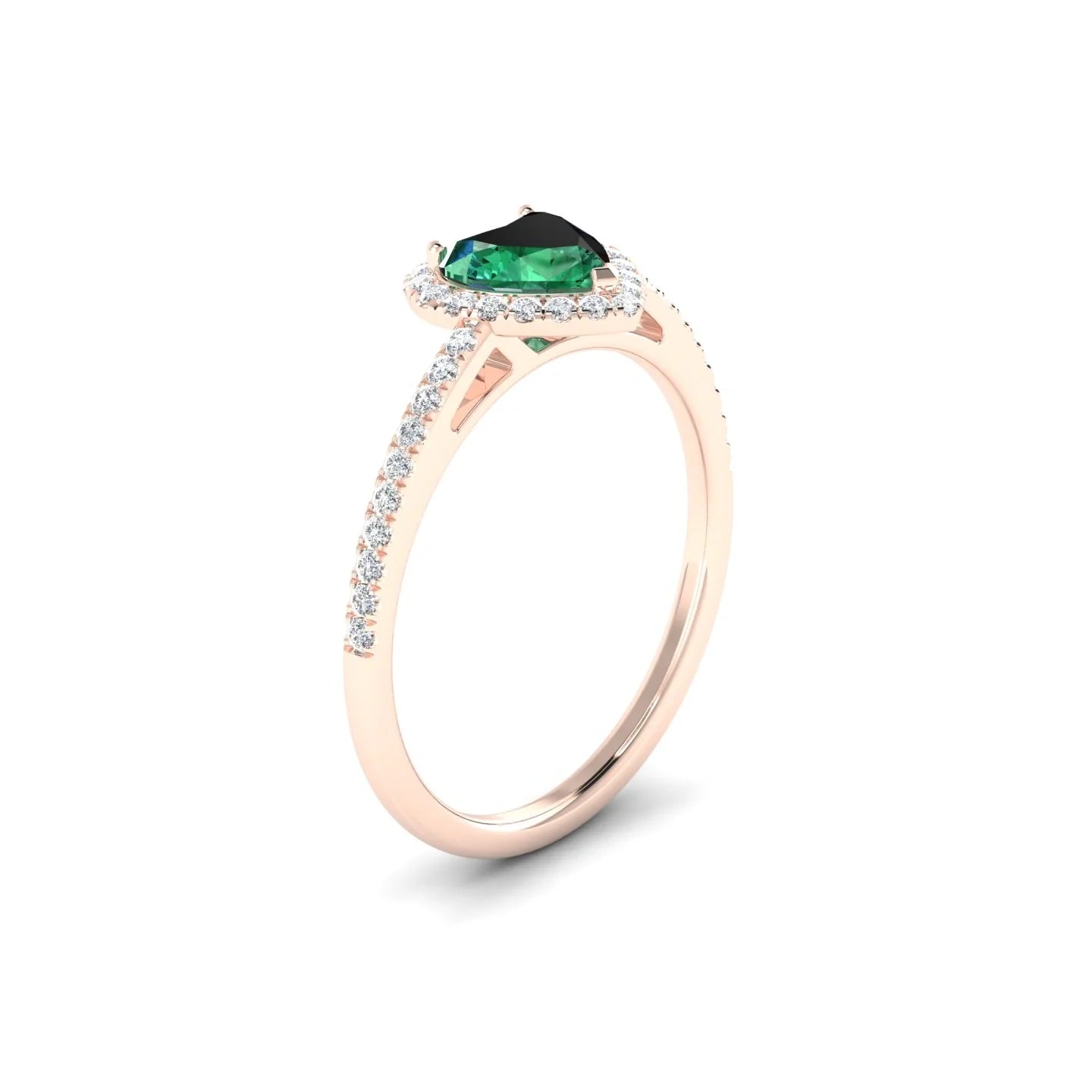 Sunrise | 18k Rose Gold 5.5 mm Heart Emerald Ring