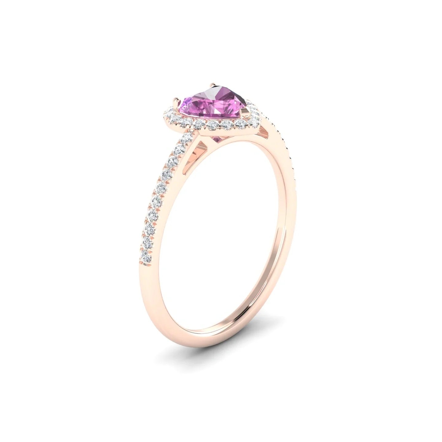 Sunrise | 18k Rose Gold 5.5 mm Heart Pink Sapphire Ring