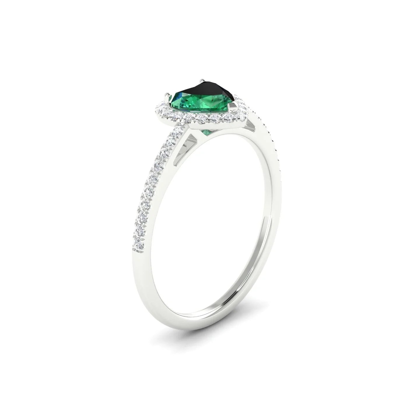 Sunrise | 18k White Gold 5.5 mm Heart Emerald Ring
