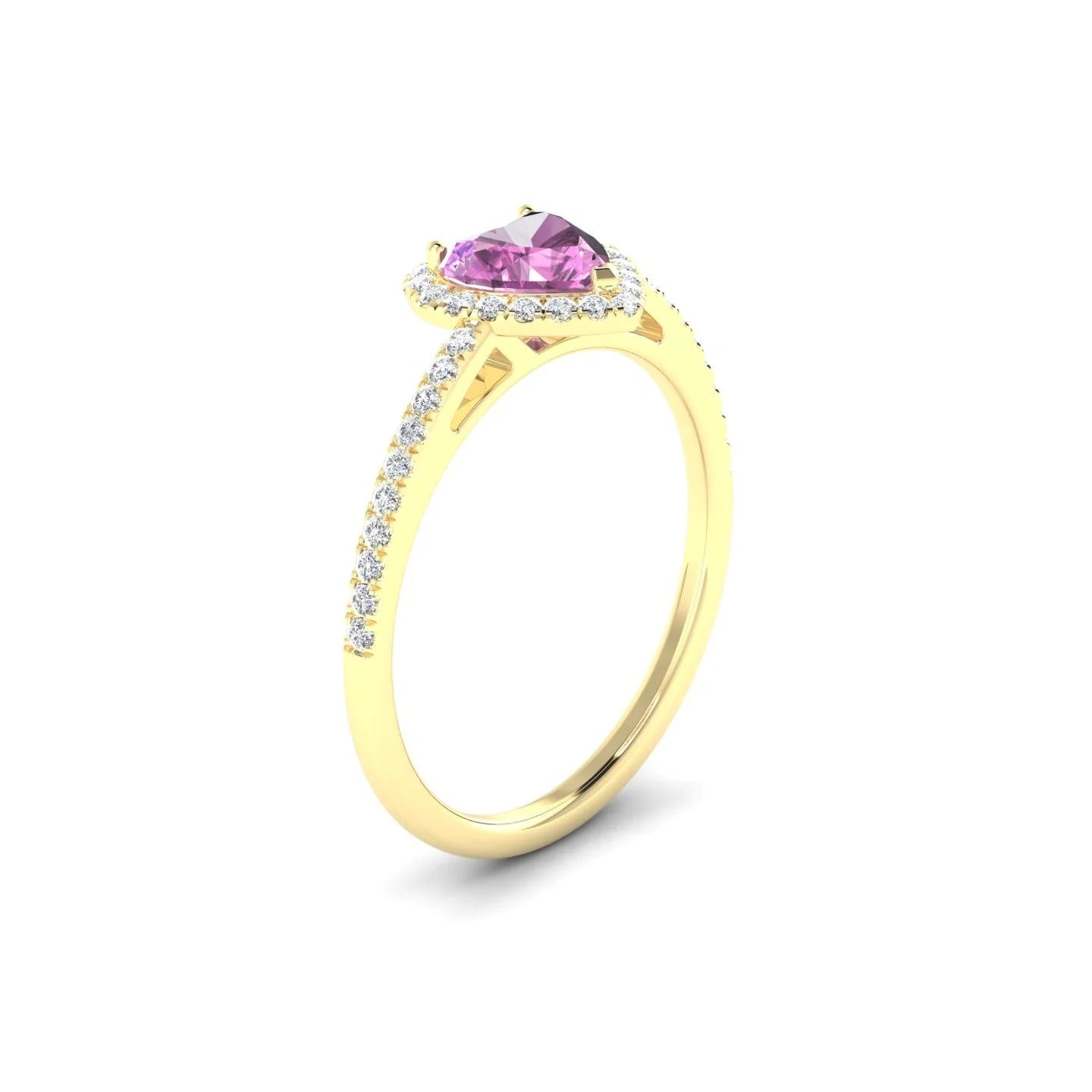 Sunrise | 18k Yellow Gold 5.5 mm Heart Pink Sapphire Ring