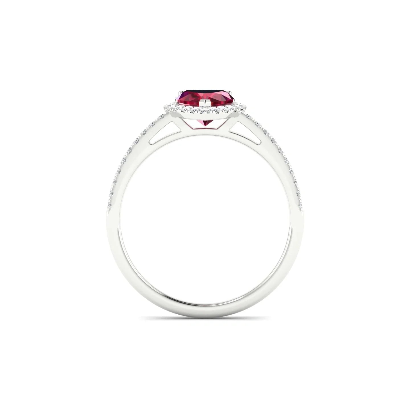 Sunrise | 18k White Gold 5.5 mm Heart Ruby Ring