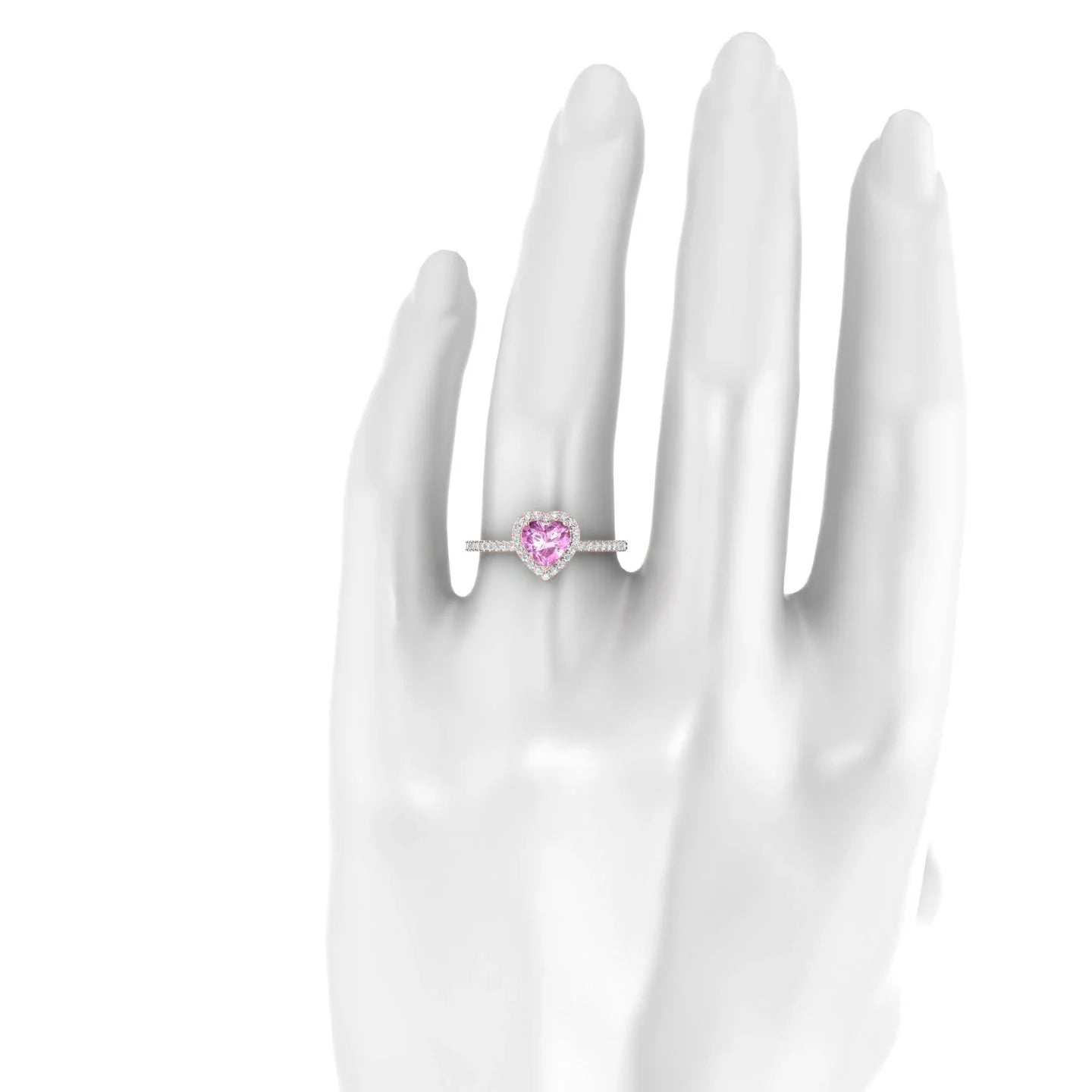 Sunrise | 18k Rose Gold 5.5 mm Heart Pink Sapphire Ring