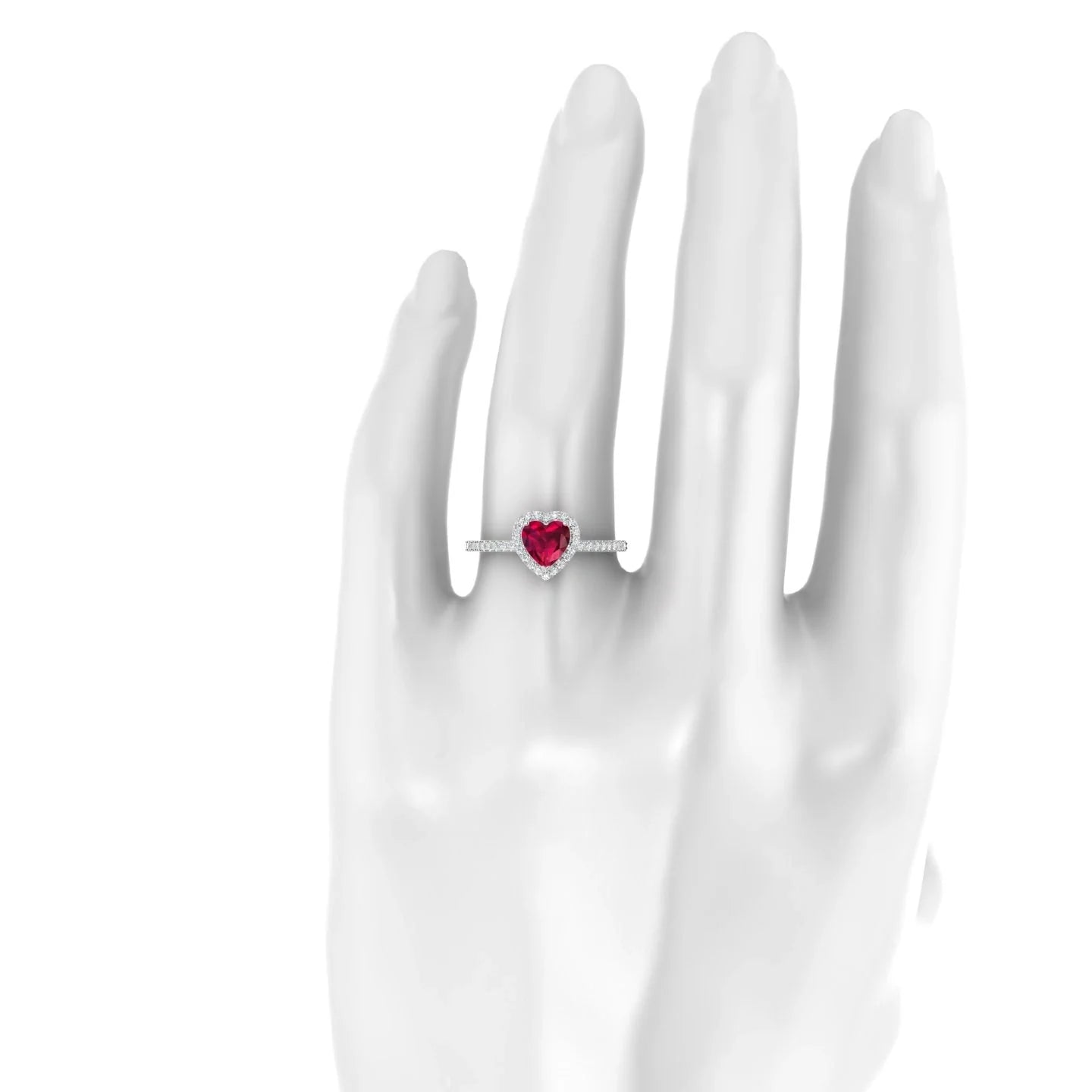 Sunrise | 18k White Gold 5.5 mm Heart Ruby Ring