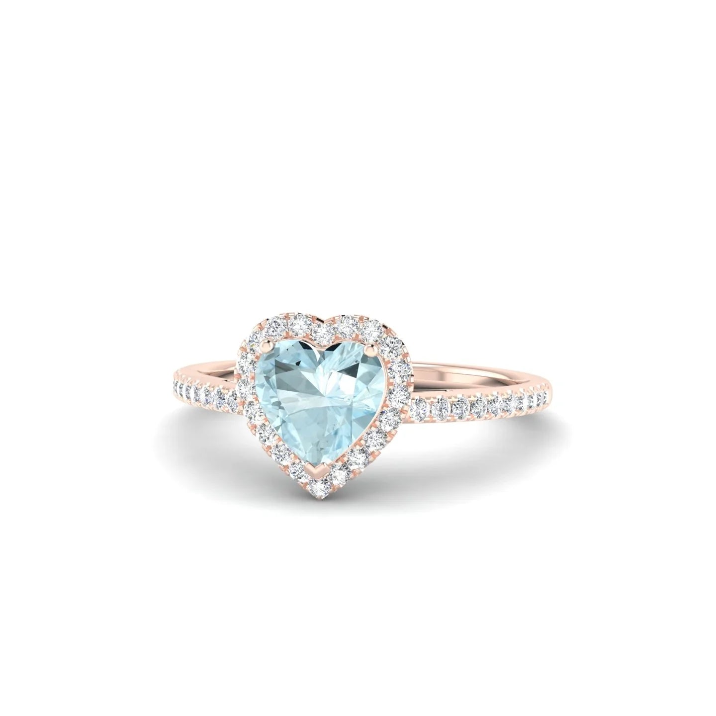 Sunrise | 18k Rose Gold 6 mm Heart Aquamarine Ring