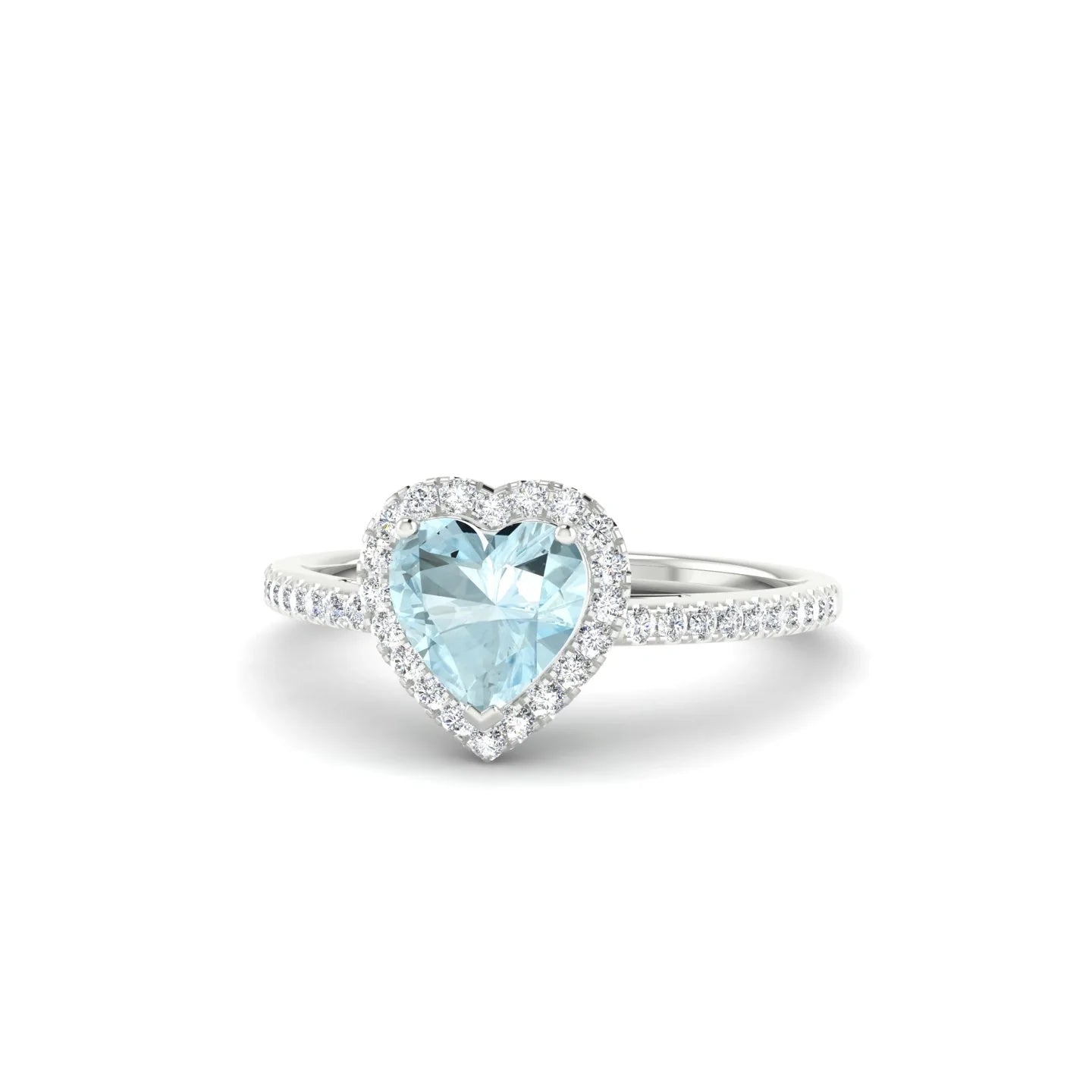 Sunrise | 18k White Gold 6 mm Heart Aquamarine Ring