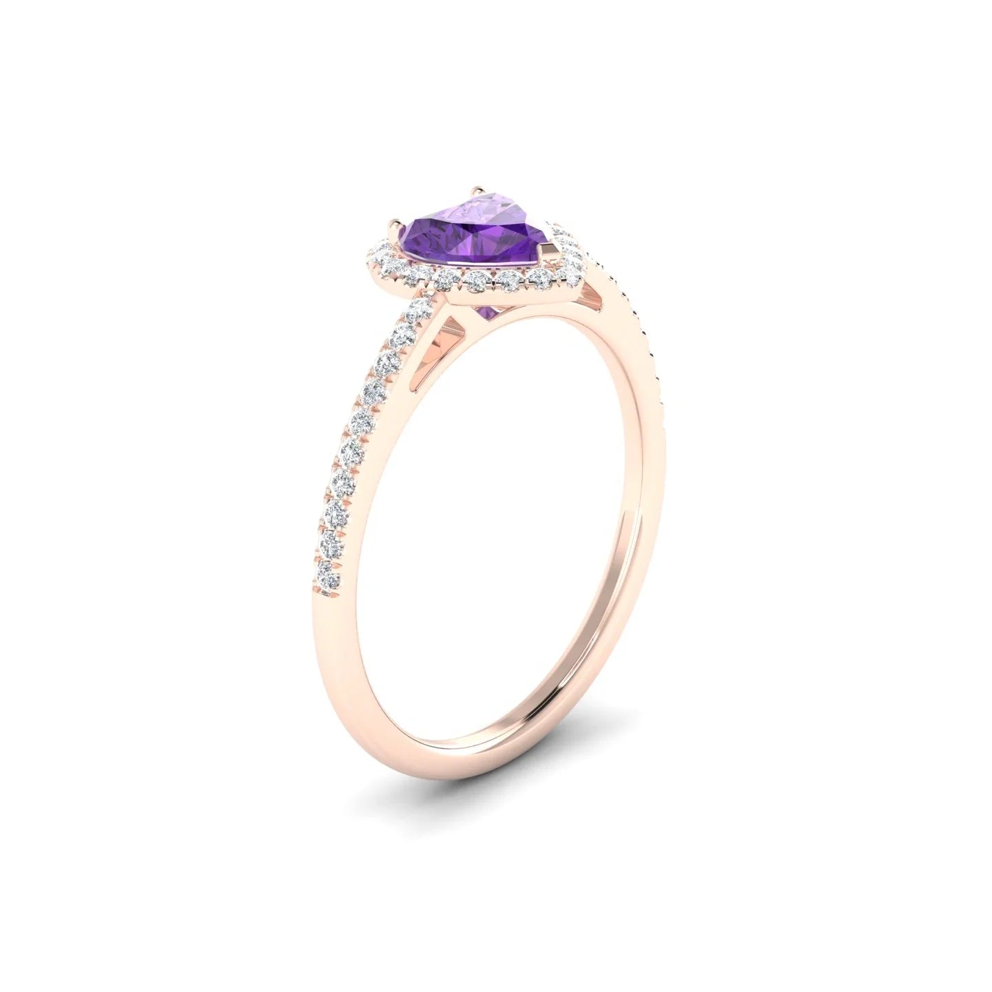Sunrise | 18k Rose Gold 6 mm Heart Amethyst Ring