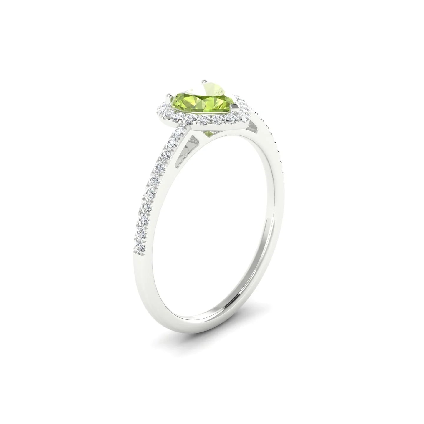 Sunrise | 18k White Gold 6 mm Heart Peridot Ring